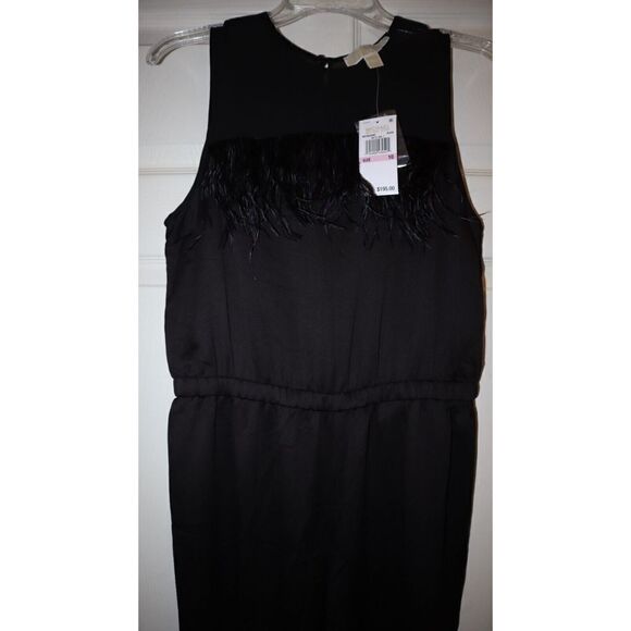Michael Michael Kors Women's Sz 10 Black Feather Trim Jumpsuit $195 - Picture 6 of 14